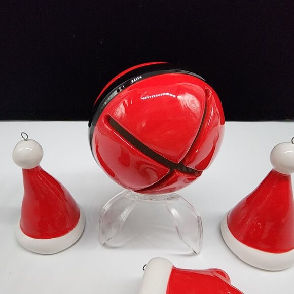 Ceramic Santa Christmas Ornaments 7 Pieces Including Santa Hat Mittens & Boots - Picture 6 of 6